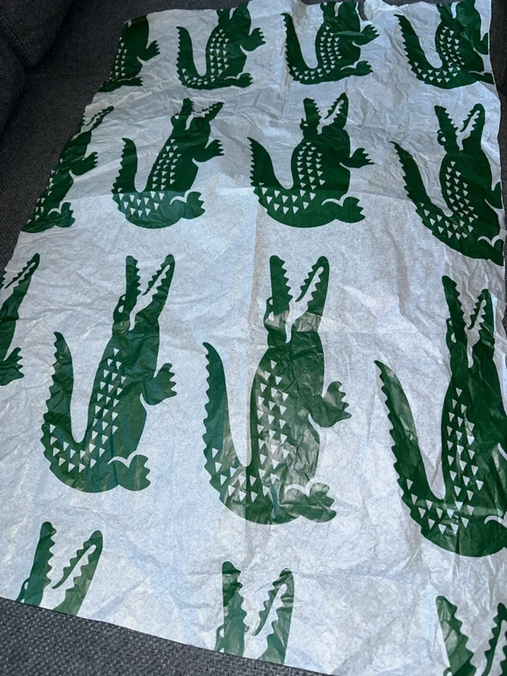 Lacoste Green Alligator Print Tissue Wrap
